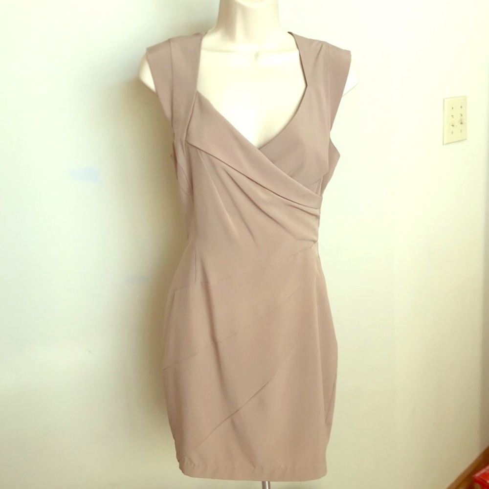 MOCHA SURPLICE DRESS - Picture 3 of 5
